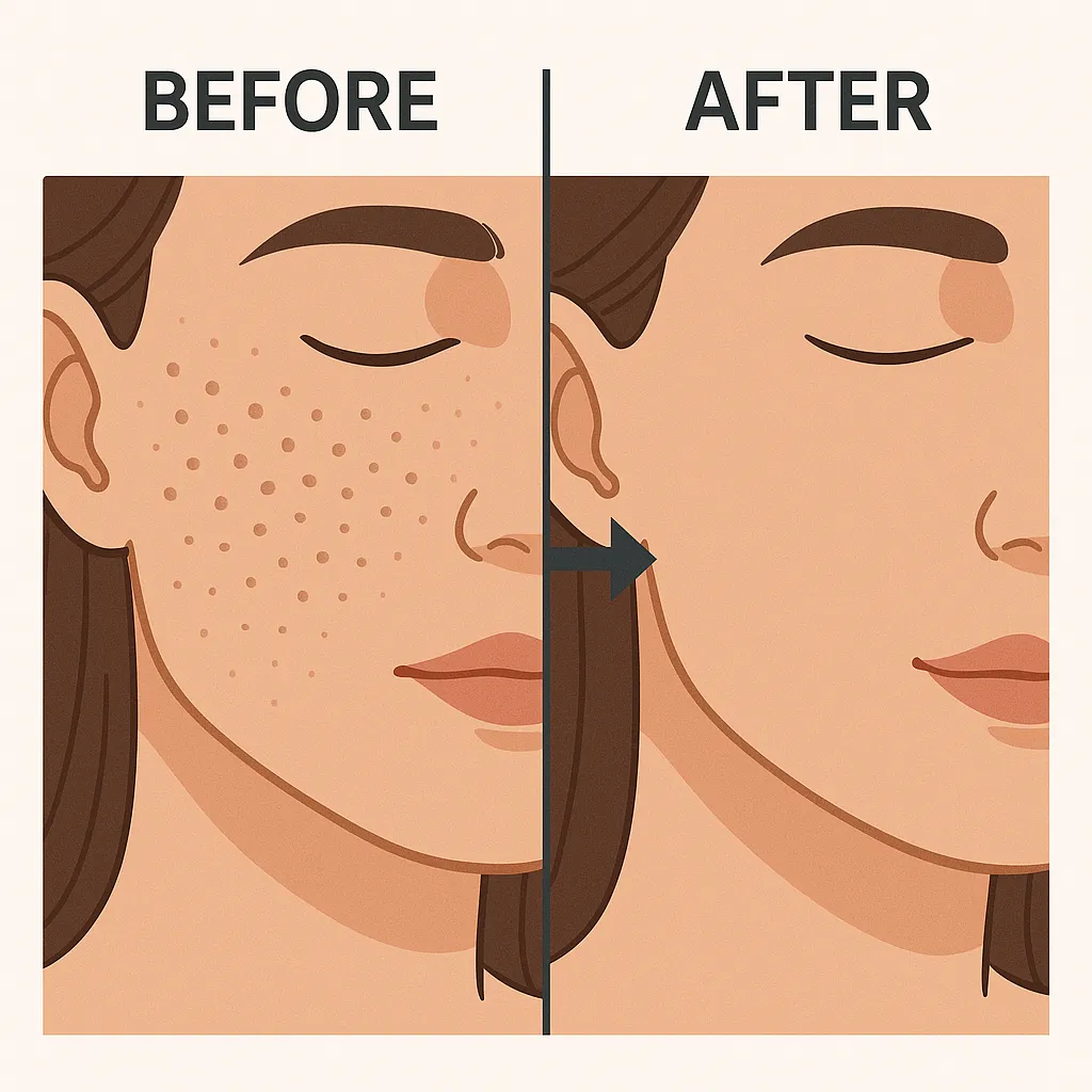 모공 축소 효과를 시각적으로 제시